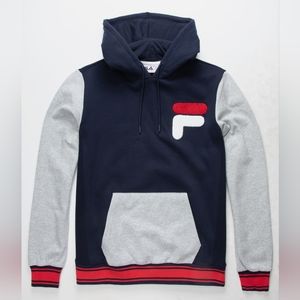 FILA Champ Mens Hoodie Varsity Big Logo Fleece Lined Men's Size Small Vintage